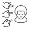 Racism black line icon. Harassment, and violence. Human rights. Discrimination Afro-American man. Isolated vector element. Outline