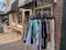 Rack of cloths outside a dutch historic store