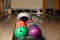 Rack with different balls in club