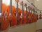 Rack of hanging violins 5