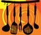 Rack of kitchen utensils illustration