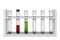 Rack with laboratory test tubes, medical flasks