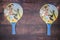 Rackets for table tennis and blue ball