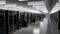 Rackmount LED console in server room data center. Server. Room servers data center. Backup, mining, hosting, mainframe