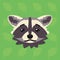 Racoon emotional head. Vector illustration of cute coon shows depressed emotion. Tired emoji. Smiley icon. Print, chat