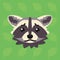 Racoon emotional head. Vector illustration of cute coon shows negative emotion. Sad emoji. Smiley icon. Print, chat