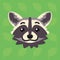 Racoon emotional head. Vector illustration of cute coon shows positive emotion. Smile emoji. Smiley icon. Print, chat