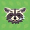 Racoon emotional head. Vector illustration of cute coon shows relaxing emotion. Sleeping emoji. Smiley icon. Print, chat