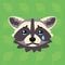 Racoon emotional head. Vector illustration of cute coon shows unhappy emotion. Crying emoji. Smiley icon. Print, chat