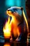 A racoon in flame. Ai generated.