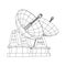 Radar. Directional radio antenna with satellite dish