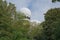 Radar domes hidden behind trees on Teufelsberg, Berlin