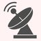 Radar glyph icon. Satellite antenna with strong signal. Astronomy vector design concept, solid style pictogram on white