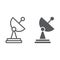 Radar line and glyph icon, tv and receiver, satellite dish sign, vector graphics, a linear pattern