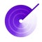 Radar scan violet gradient vector icon. Vector radiolocation colorful symbol or logo element
