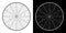 Radar screen icon with small planes. Civil Aviation Safety. Airplane flight route control. Black and white vector
