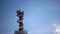 Radar Tower Beacon against the background of the blue sky in sunny day