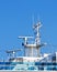 Radars antennas on the top ship open deck navigational equipment