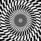 Radial optical illusion background. Black and white abstract lines surface in circles. Poster, banner, template design