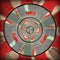 Radial red gray circular abstract pattern