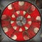 Radial red gray circular abstract pattern