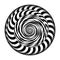 Radial Spiral With Rays. Vector Psychedelic Illustration. Twisted Rotation Effect. Black And White Vortex Background.