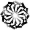 Radial, spirally geometric decorative element - Abstract monochrome shape.