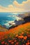 Radiant Blooms: A Serene View of California\\\'s Post-Nuclear Coast