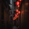 Radiant Chinese Lanterns in Quiet Night Alleyway