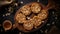 Radiant Clusters Organic Oatmeal Cookies On Wooden Plate