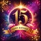 Radiant Cosmic 15th Birthday Greeting Design