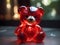 Radiant Crimson Cuddles: Transparent Teddy in Red Glow