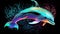 Radiant Dolphin Leap - A Vibrant Neon Illustration Made with Generative AI