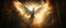 A radiant dove with outstretched wings illuminated by divine light in a dark corridor, symbolizing hope, peace, the Holy