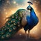 A radiant, ethereal peacock with tail feathers of swirling galaxies, displaying its cosmic splendor4