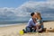 Radiant family at the beach