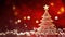 Radiant Festive Delight Golden and Silver Lights with Christmas Tree on Red Background, Perfect for Merry Xmas Greetings and