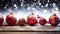 Radiant Festivity Red Christmas Balls with Decoration on Shiny Background, Illuminating the Holiday Spirit. created with