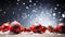 Radiant Festivity Red Christmas Balls with Decoration on Shiny Background, Illuminating the Holiday Spirit. created with