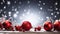 Radiant Festivity Red Christmas Balls with Decoration on Shiny Background, Illuminating the Holiday Spirit. created with