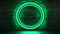 Radiant green neon circle on brick wall