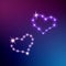 The radiant heart. Neon sign. Retro neon sign heart-violet on purple, background. greeting cards, banners.