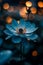 Radiant Lotuses: A Stunning Closeup of Deep Blue Flowers in the