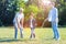 Radiant multigenerational family having fun with skip rope