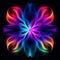 Radiant Neon Fractal Flower With Heart And Flower Shapes