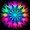 Radiant Neon Rainbow Mandala: Abstract Floral Psychedelic Artwork