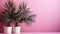Radiant Pink Hues Highlighting Abstract Tropical Palm Elegance GenerativeAI