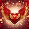 Radiant Red Heart with Golden Wings: Angelic Love Symbol