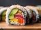 The Radiant Reveal of a Rainbow Roll Sushi