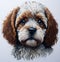 Radiant Reverie: A Captivating Watercolor Portrait of a Lively Cavapoo